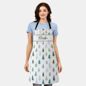 Tablier Moderne Cute Vert Abstraits arbres de Noël (Porté)