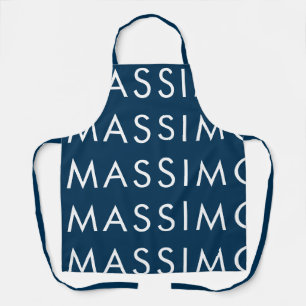 Tablier Moderne Élégant Minimaliste Simple Nom Bleu Prussi