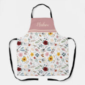 Tablier Moderne Elégante Calligraphie Florale Personnalisé (Recto)