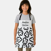 Tablier moderne floral noir et blanc pour enfants (Insitu)