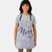 Tablier Moderne Fun Blue Doodle Joyeux Noël (Insitu)