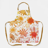Tablier Moderne Fun Orange Fleurs Cuisine Inspirivity (Recto)