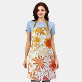 Tablier Moderne Fun Orange Fleurs Cuisine Inspirivity (Porté)