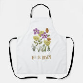 Tablier Moderne Il Est Ressuscité Pâques Floral (Recto)