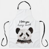 Tablier Moderne Je T'Aime Beary Beaucoup Panda Noir Et Bla (Recto)