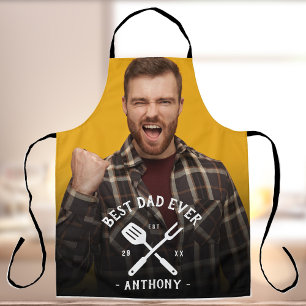 Tablier Moderne Meilleur DAD Jamais Cool Nom Photo Apron H