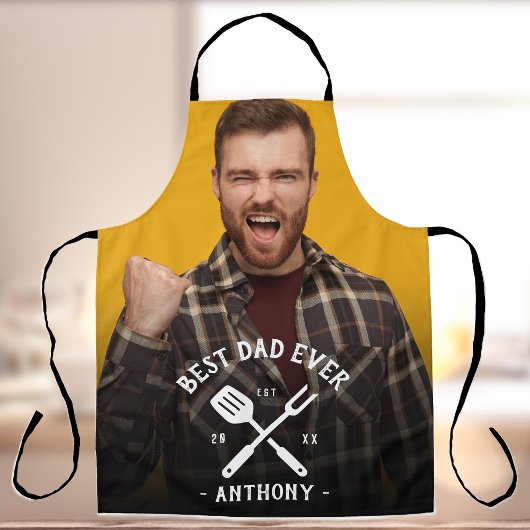 Tablier Moderne Meilleur DAD Jamais Cool Nom Photo Apron H