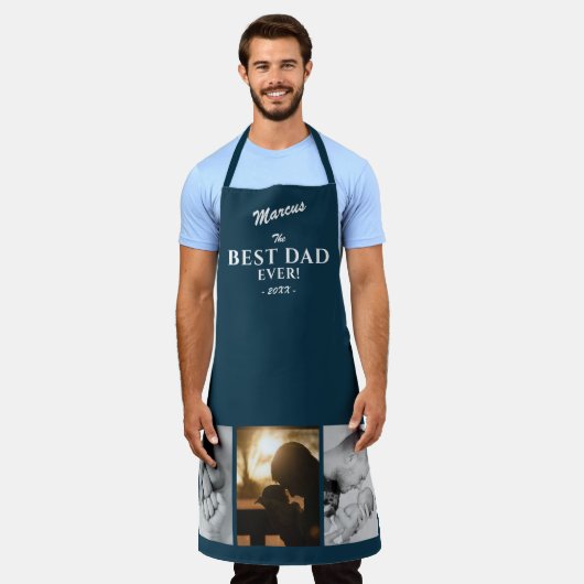 Tablier Moderne Meilleur papa Jamais Père`Jour Keepsaké 3  (Porté)