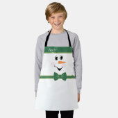Tablier Moderne mignon Custom Snowman visage Vert Casquett (Porté)