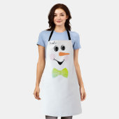 Tablier moderne mignon personnalisé Snowman visage (Porté)