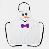 Tablier Moderne mignon Snowman Personnalisé Visage Purple (Recto)