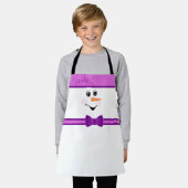 Tablier Moderne mignon Snowman Personnalisé Visage Purple (Porté)
