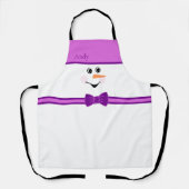Tablier Moderne mignon Snowman Personnalisé Visage Purple  (Recto)