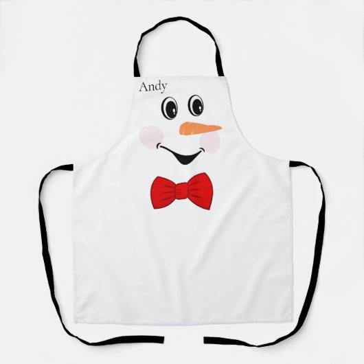 Tablier Moderne mignonne Custom Snowman visage souriant (Recto)
