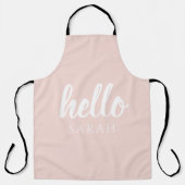 Tablier Moderne Minimal Pastel Rose Bonjour Et Vous Nom (Recto)