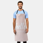 Tablier Moderne Minimal Pastel Rose Bonjour Et Vous Nom (Porté)