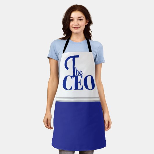 Tablier Moderne Minimaliste Le PDG Bleu (Porté)