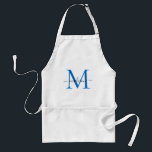 Tablier Moderne Monogram Marine Bleu Chic Script Chef Cuis<br><div class="desc">Monogramme moderne Marine Bleu Blanc Script Chef Cuisine Adulte Apron</div>
