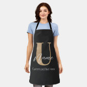 Tablier Moderne Monogramme Initiale U & Nom Personnalisé (Porté)