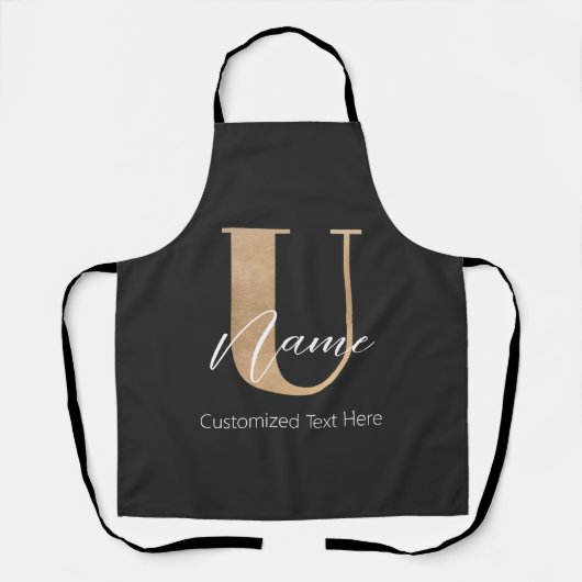 Tablier Moderne Monogramme Initiale U & Nom Personnalisé (Recto)