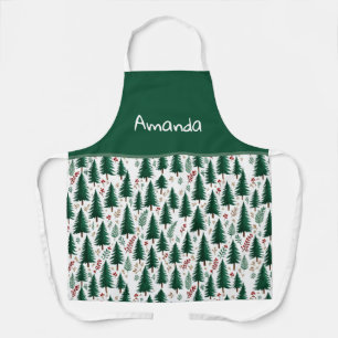 Tablier Moderne motif d'arbres de forêt de sapin pour Noël