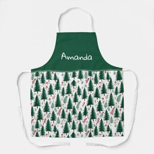 Tablier Moderne motif d'arbres de forêt de sapin pour Noël (Recto)