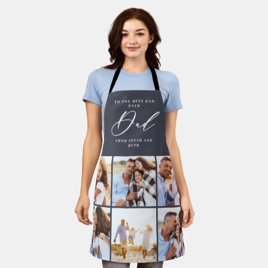 Tablier moderne multi photo collage papa script Apron (Porté)