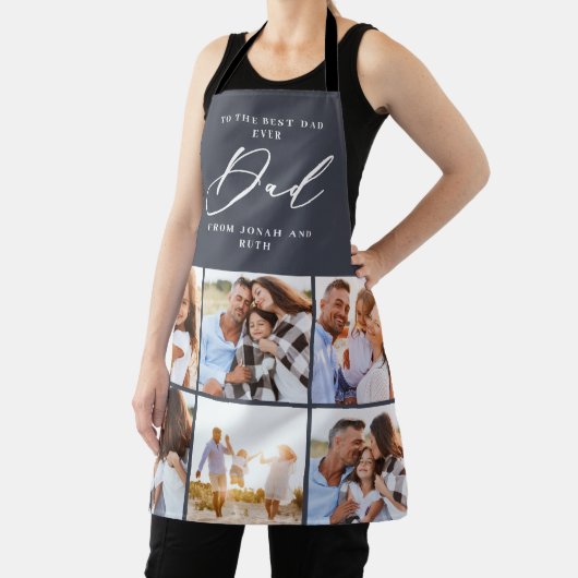 Tablier moderne multi photo collage papa script Apron (Insitu)