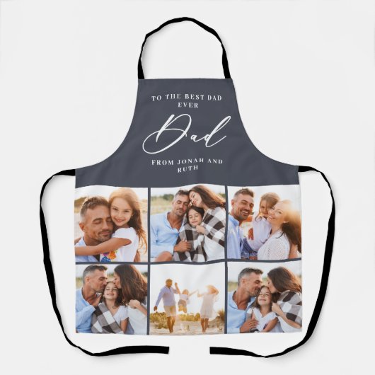 Tablier moderne multi photo collage papa script Apron (Recto)