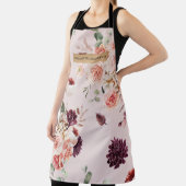 Tablier Moderne Pastel Fleurs Roses & Kraft Personnalisé (Insitu)