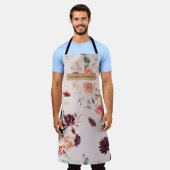 Tablier Moderne Pastel Fleurs Roses & Kraft Personnalisé (Porté)