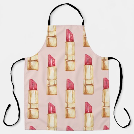 Tablier Moderne Pastel rose & rouge Motif à lèvres (Recto)