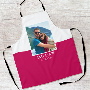 Tablier Moderne Photo Personnalisé Cuisine Navy Rose Profo