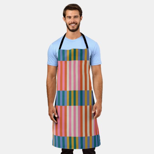 Tablier Moderne Plaid Orange, Rose, Bleu, Vert (Porté)