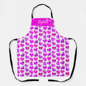 Tablier Moderne Purple Rose Doodled Hearts Valentine Nom (Recto)