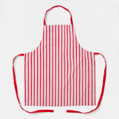 Tablier Moderne rayures classiques rouge rose de Noël (Recto)