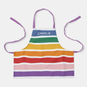 Tablier Moderne Simple Cute arc-en-ciel Personnalisé Nom E (Recto)
