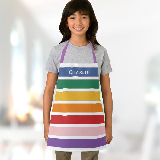 Tablier Moderne Simple Cute arc-en-ciel Personnalisé Nom E
