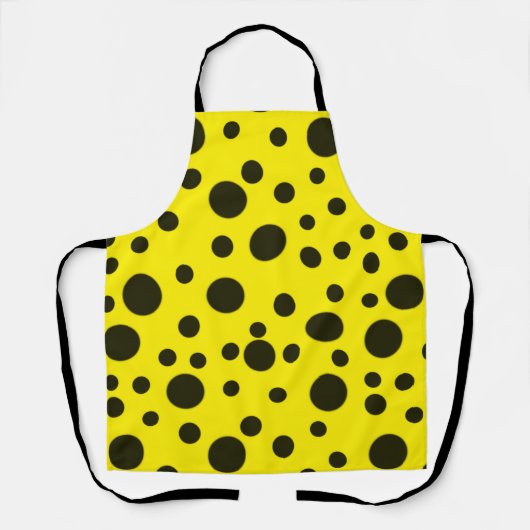 Tablier Moderne Simple Noir pois motif jaune point (Recto)
