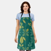 Tablier Moderne Teal Botanique Géométrique Feuille de mili (Porté)