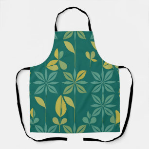 Tablier Moderne Teal Botanique Géométrique Feuille de mili