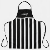 Tablier Moderne tendance noir blanc rayures monogramme nom (Recto)