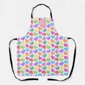 Tablier Moderne Vibrant Rainbow Doodle Hearts Monogramme (Recto)