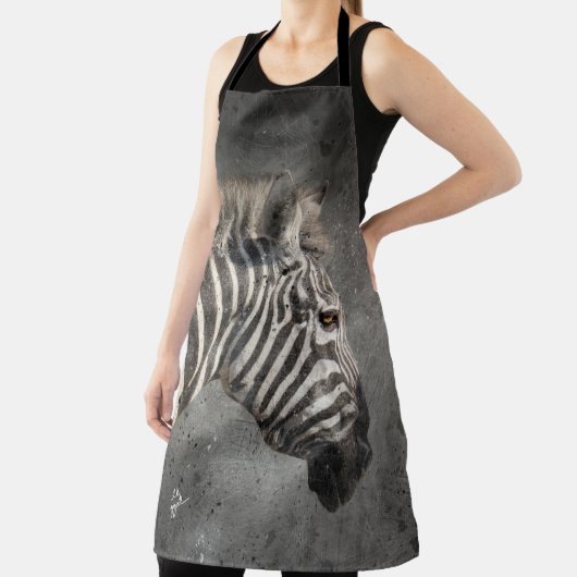 Tablier Moderne Zebra Portrait Faune Aquarelle (Insitu)