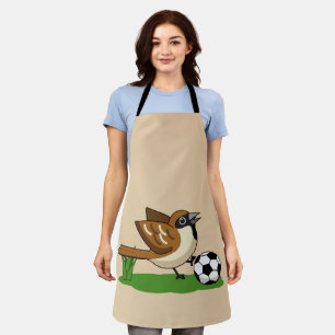 Tablier Moineau de dessin animé mignon jouant au football