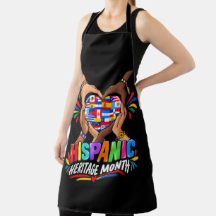 Tablier Mois du patrimoine hispanique Cœur Mains Drapeaux