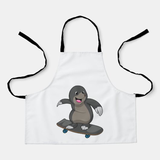 Tablier Mole en skate avec skateboard (Recto)