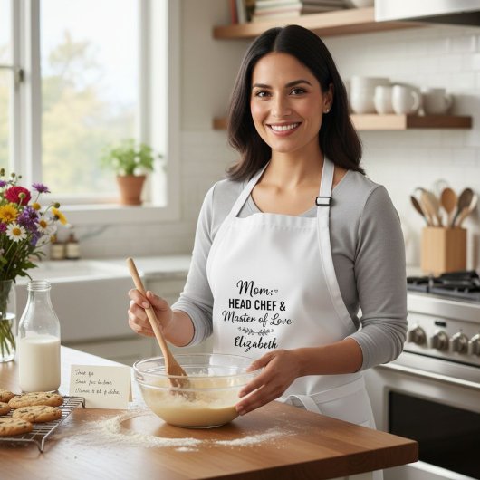 Tablier Mom Head Chef Master of Love Personalized Apron