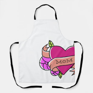 Tablier MOM Tatouage Coeur Rose Enked Amour Amusant