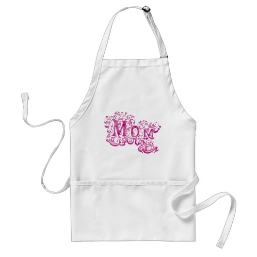 Tablier Mom white and dark pink graphic cooks apron (Devant)